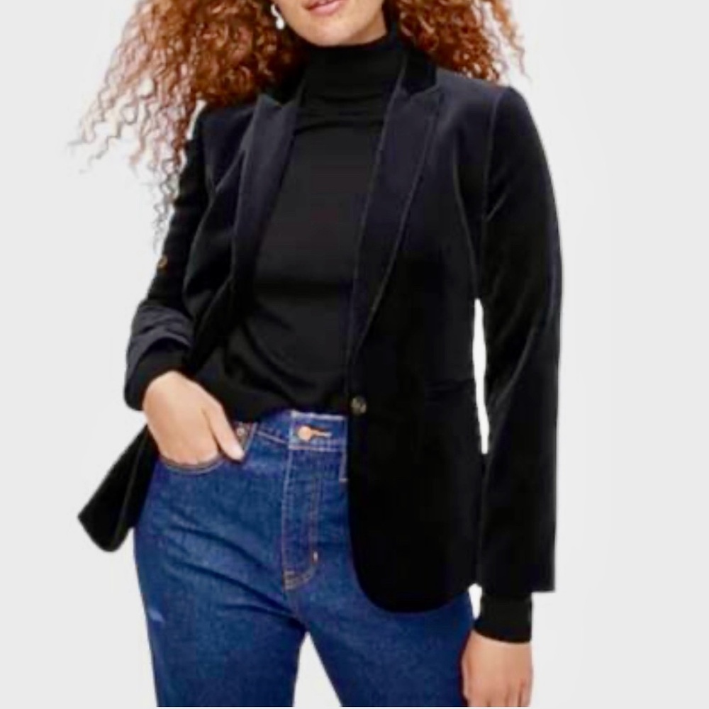 J. Crew Parke Black Velvet Blazer Women’s Sz 00 Pristine Elegant Boho Timeless